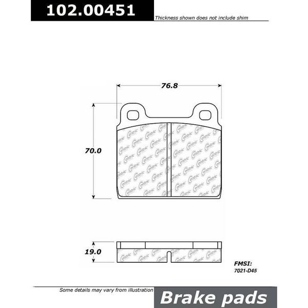 Centric Parts Metallic Brake Pad W/Shims, 102.00451 102.00451